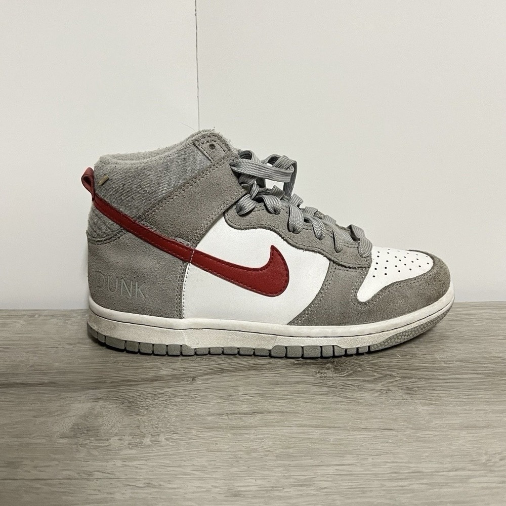 Nike Dunk High Athletic Club Gray Red White GS 4.5Y Womens 6 DH9750-001